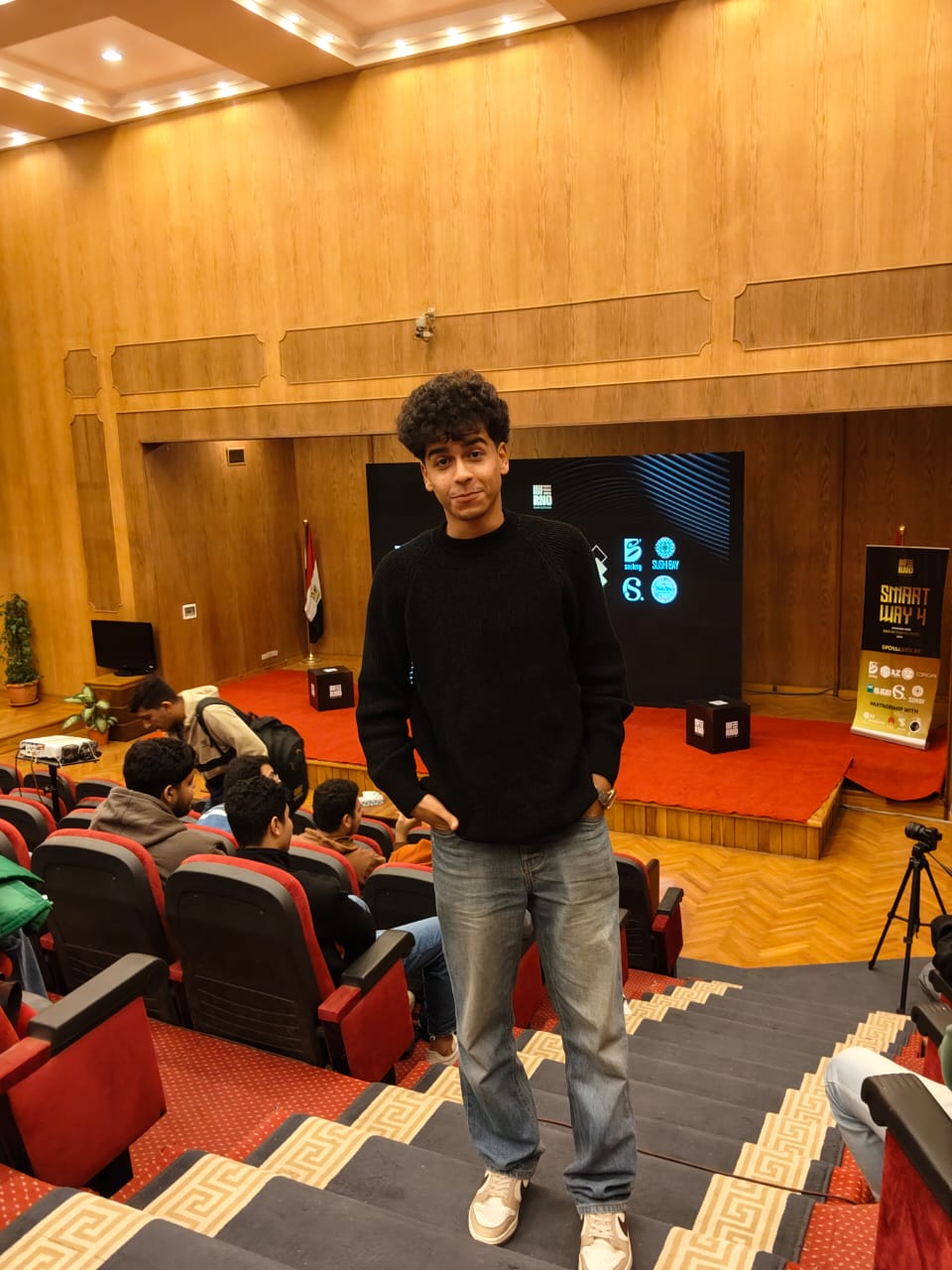 Saif with classmates at Mansoura University